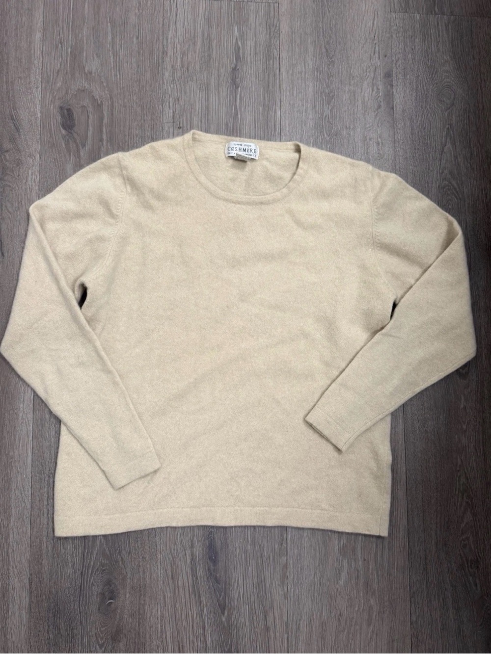 Sutton Studio 100% Cashmere Beige Tan Crewneck Sweater Long Sleeve Womens Large